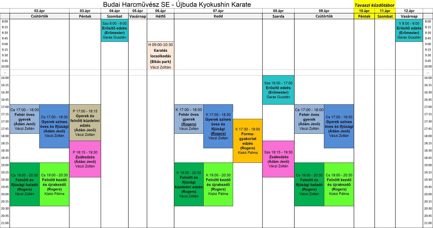 Ujbuda karate edzesrend 2026.04.02 12 tavaszi szunet